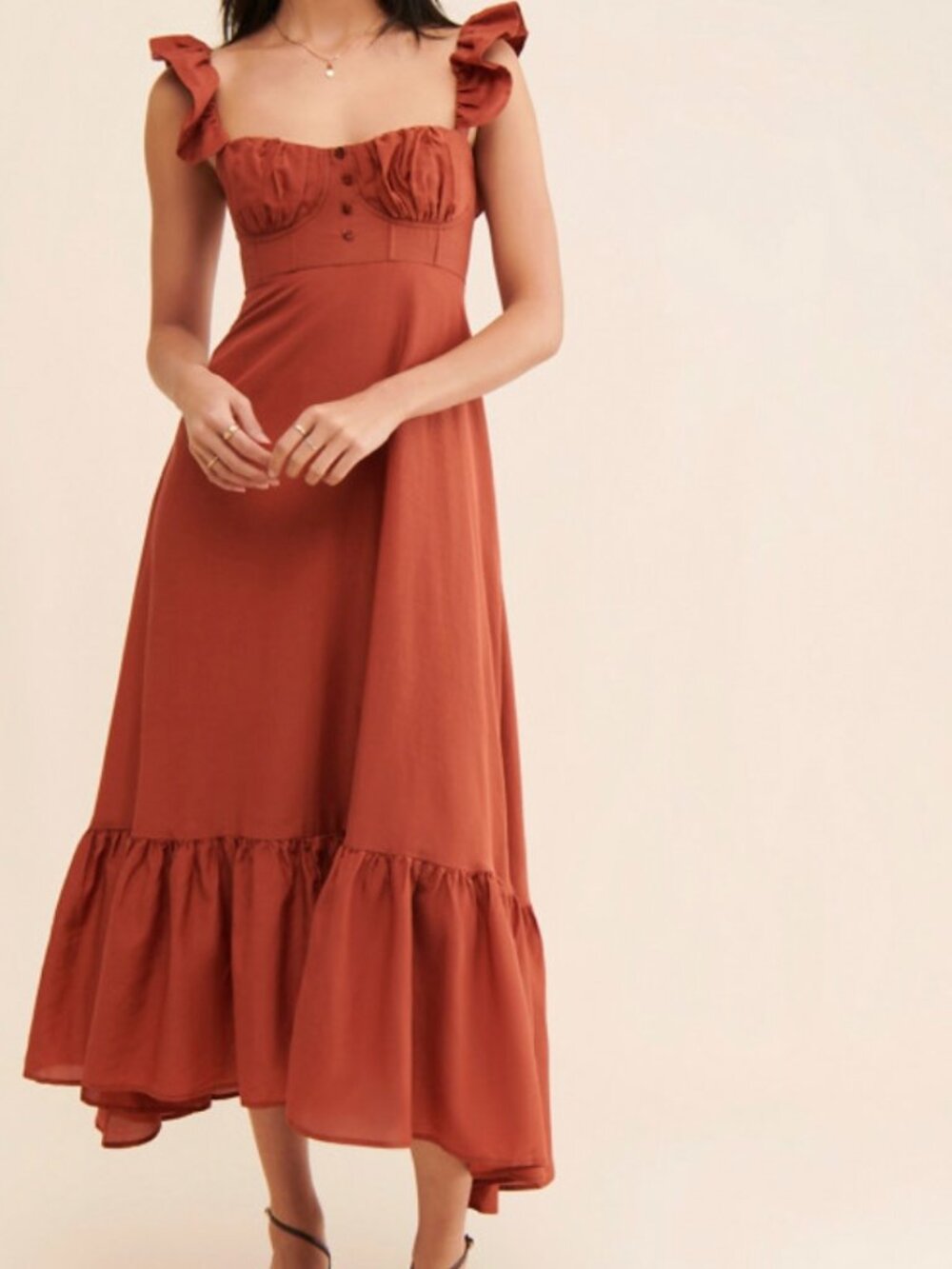 FARM Rio Ruffle Strap Maxi Dress